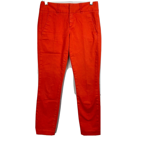 J. Crew Pants Womens Sz 00 Andi Orange Cotton Stretch Slim Fit Cropped Leg Chino - Picture 1 of 13